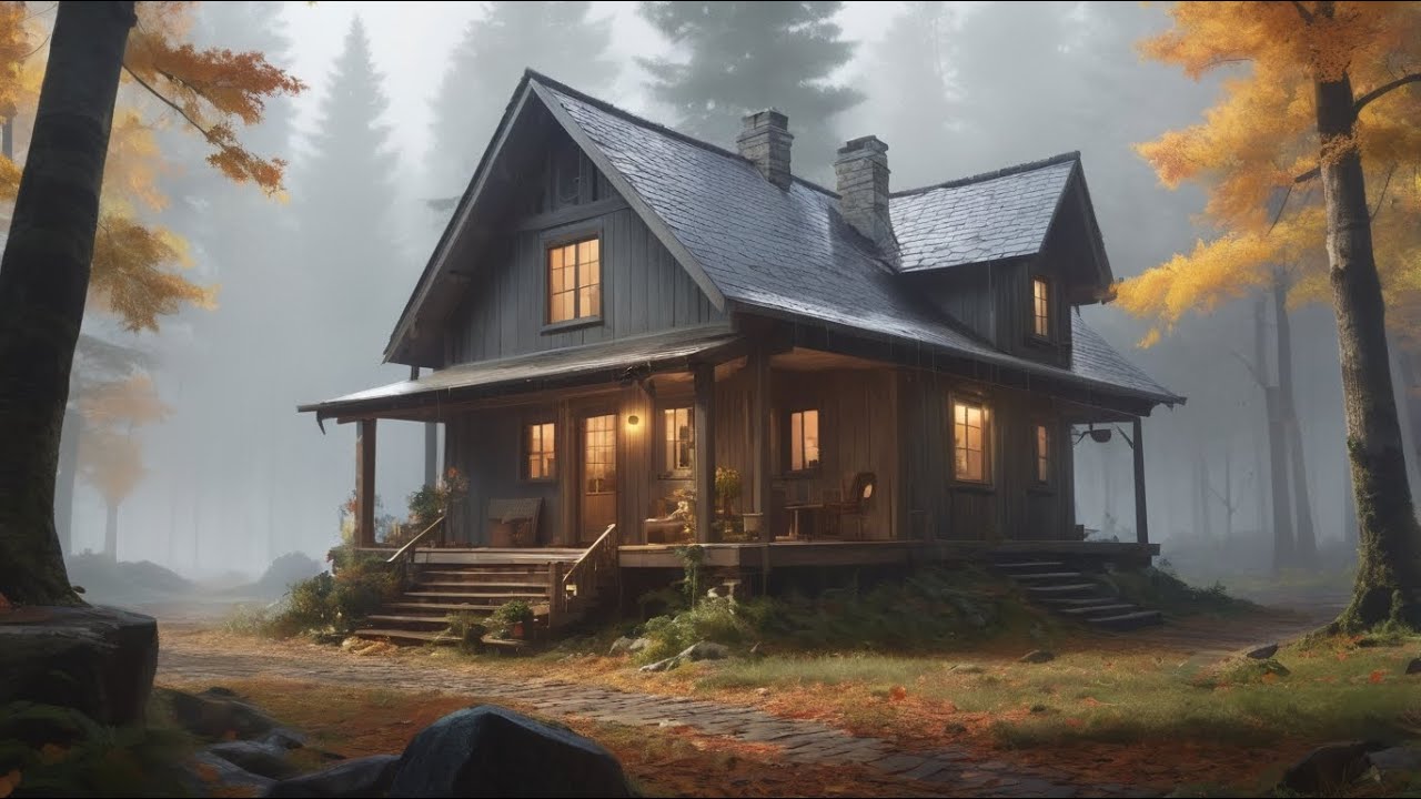 Gentle Autumn Rain Sounds | Cozy Cabin in the Woods for Deep Sleep and Relaxation