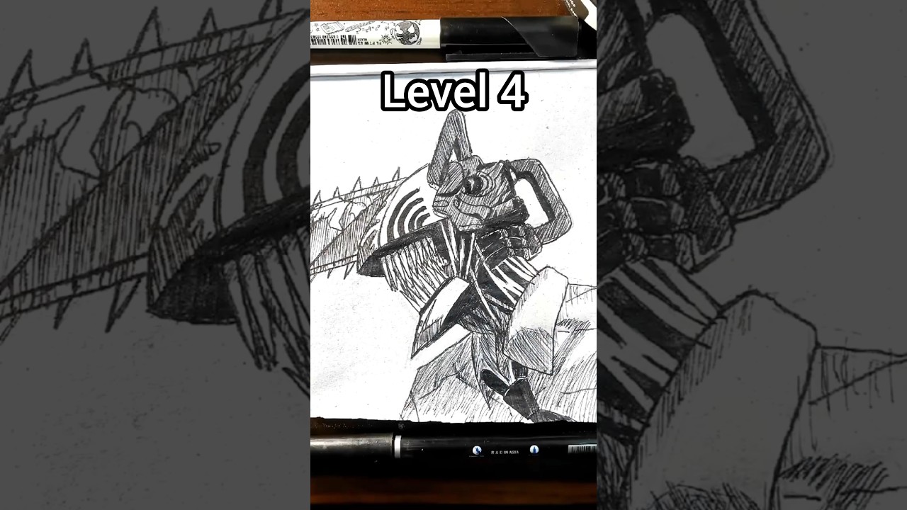 HOW TO DRAW CHAINSAWMAN IN DIFFERENT LEVEL 😳 