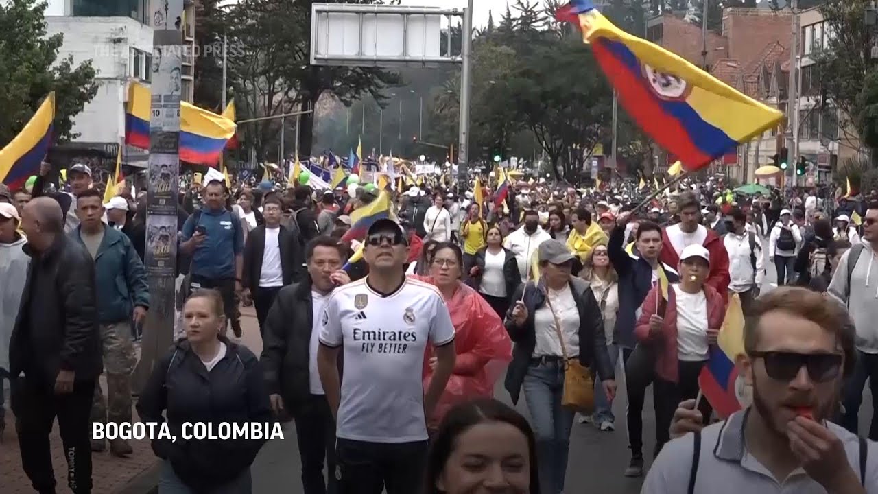 Tens of thousands of Colombians protest against the leftist president's reform agenda