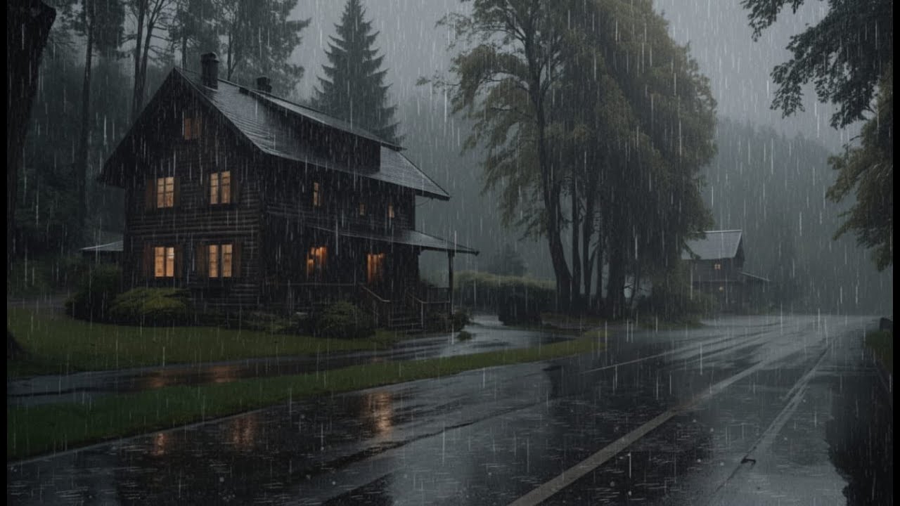 Relaxing Heavy Rain | Rainy Night in the Woods | Cozy Cabin Sounds for ...
