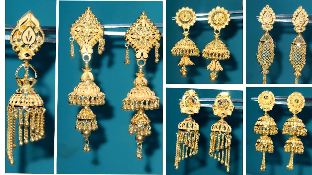 latest-2023-gold-jhumka-designs-with-weight-price