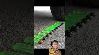 Crushing Crunchy & Soft Things by Car! EXPERIMENT Car vs Lighters cube #shorts #crushing #crunchy