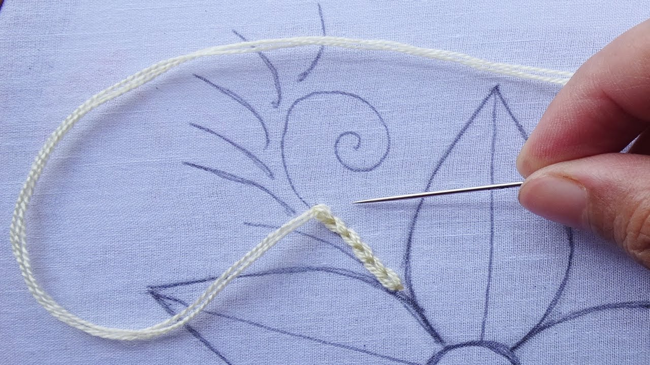 basic hand embroidery chain stitch and french knot for beginner, easy
