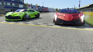 Lamborghini Veneno Roadster vs Bugatti Divo at Monza Full Course
