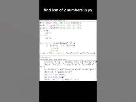 find lcm of 2 numbers in python #shorts #python #pythonbasics - YouTube