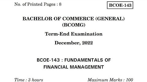 BCOE-143 DEC 2022 QUESTION PAPER SOLUTION AND ANSWER DISCUSSION || IGNOU QUESTION PAPER BCOMG 🔥