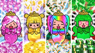 Everything Quadruplets Touch Turns Into Rainbow Gold Diamond and Money | Toca Life Story | Toca Boca
