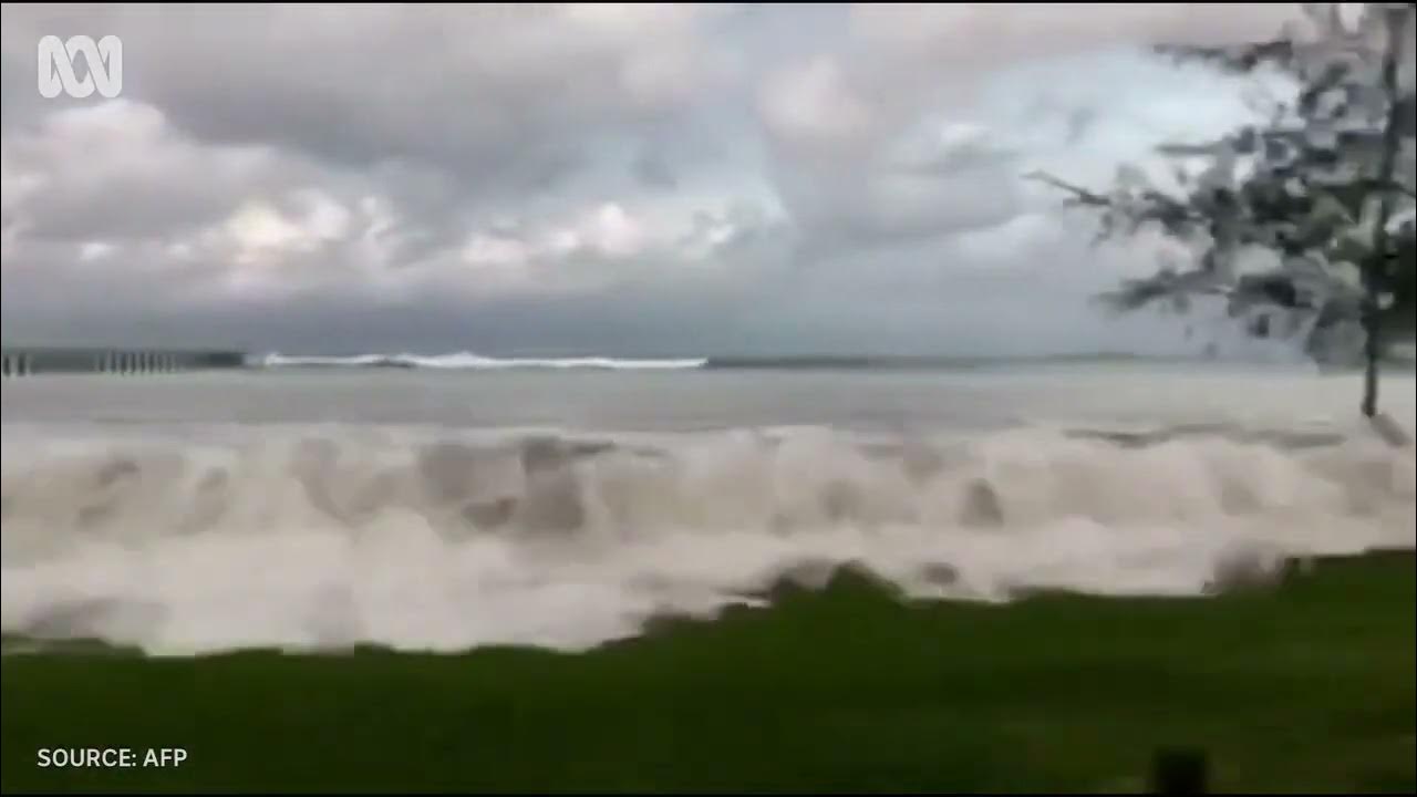 Tsunami overtaking the Nuku'alofa seawall. January 15, 2022 YouTube