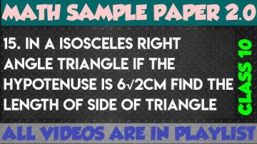 In a isosceles right angle triangle if the hypotenuse is 6√2cm find the length of side of triangle