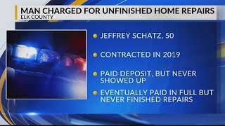 Elk County man charged for unfinished home repairs