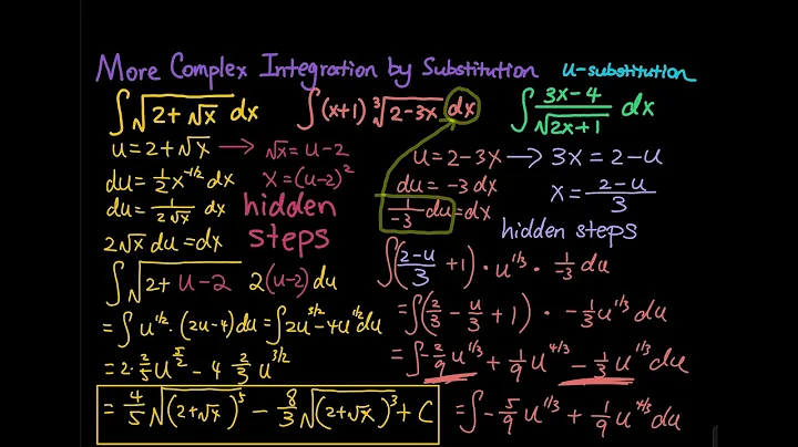 7.1 Part 4: More Complex Integration by Substitution (u-substitution) Problems | Integral Calculus