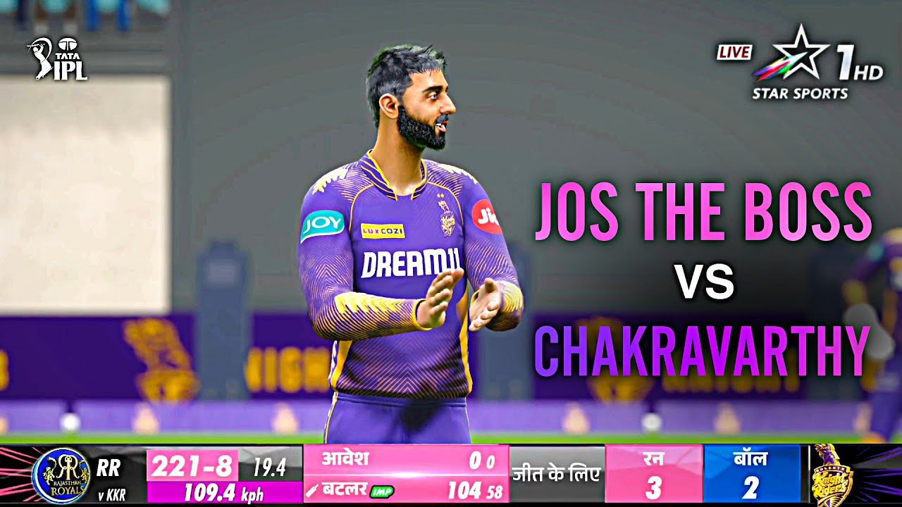 Last over thriller || RR VS KKR || CRICKET 24 || REAL CRICKET 24 || IPL ...