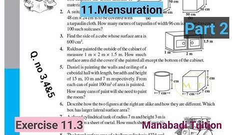 8th class maths| Chapter 11|Mensuration| 💁Exercise 11.3 |Q no 3,4&5 |part2|CBSE|NCERT|
