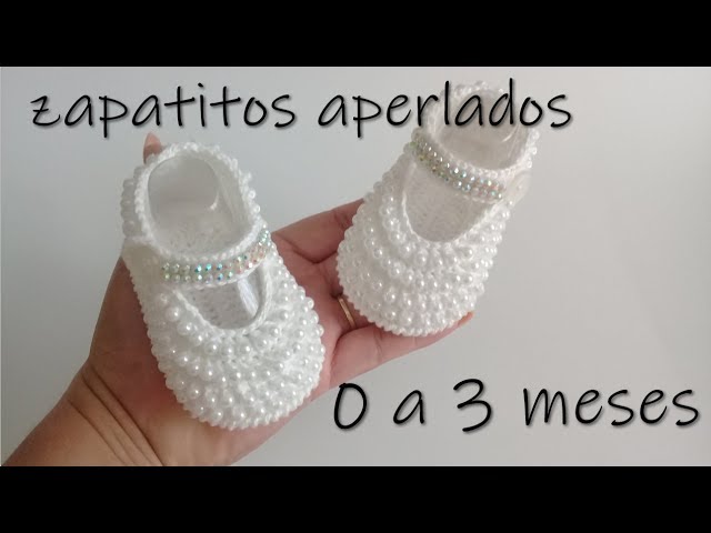 zapatitos aperlados para bebe a crochet -0 a 3 - YouTube