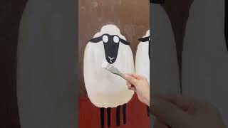 Modern Home Decor Hand-Painted Minimalist Oil Painting of Three Sheep