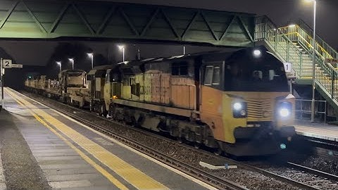 Colas Class 70s delivering rails to Cornwall @ Keyham Station - 20/02/25