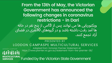 Changes in Coronavirus Restrictions, Victorian Government, 13 May 2020 in Hazaragi Language