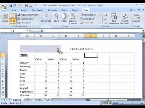 Microsoft Excel - How to use the Page Layout View 1 of 2 - YouTube