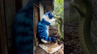 cat fighting with gecko