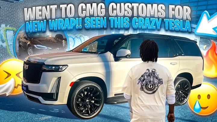 Went to CMG Customs for a new wrap on  Escalade! Also seen a Crazy blacked out Tesla!