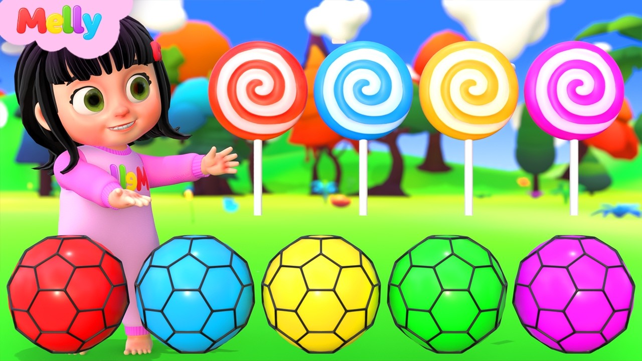 Família dos Dedinhos – Bolas Squish Coloridas | Melly em Português – Canções Infantis