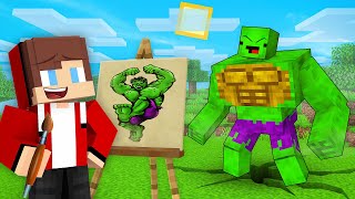 JJ and Mikey Use DRAWING MOD to BECAME SUPERHERO in Minecraft - Maizen