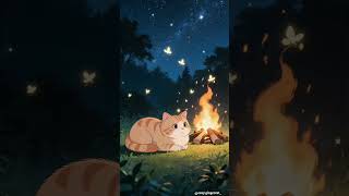 Cozy campfire night under the stars ⛺🔥🐈✨ #lofi #cozyvibes #asmr #sleep