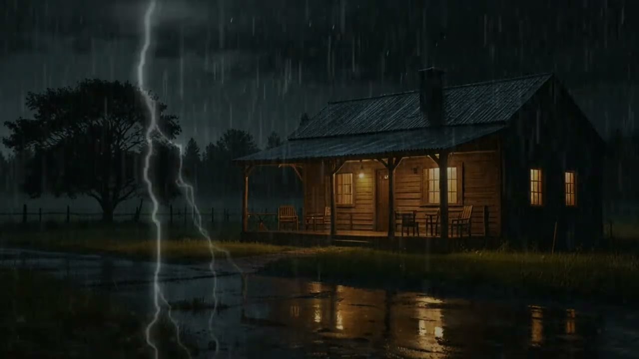 Deep Sleep Immediately with Pouring Rain & Rumbling Thunder on the Faded Metal Roof in the Night