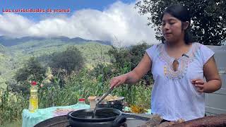 Con una hermosa vista de paisajes y al aire libre, preparo chilaquiles verdes con tortillas a mano