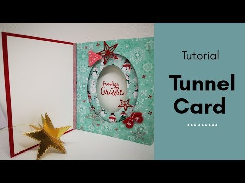 Weihnachtliche Tunnelkarte Hurra, es schneit Tunnel Card basteln