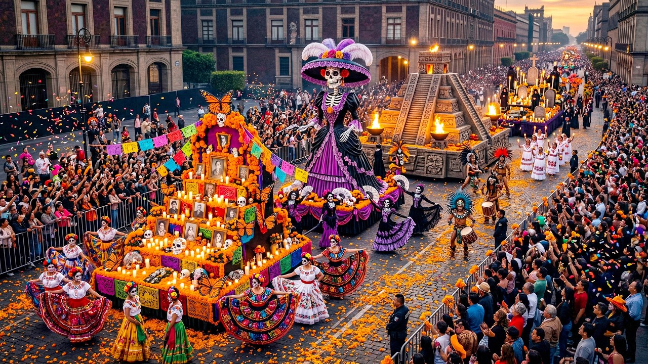 💀 Парад в честь Дня мертвых в Мексике, 2026 (4K) | Захватывающий праздник Диа-де-лос-Муэртос 🇲🇽✨