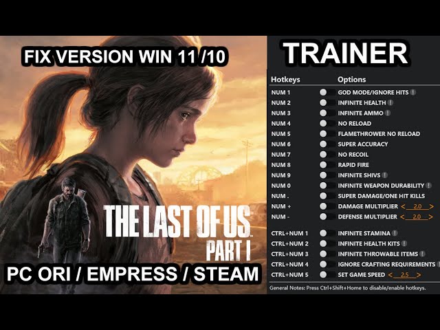 The Last of Us: Part I GAME TRAINER v1.0.3 +26 Trainer - download