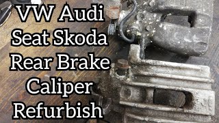 VW Audi Seat Skoda Rear Brake Caliper Seized, Easy Fix