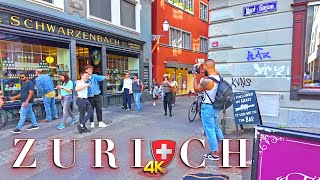 Switzerland Zurich 🇨🇭 City Stroll of Streets / Food, Bars, Shops / Niederdorf Oberdorf 4K 60fps
