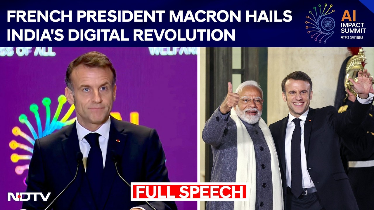 Macron AI Summit Speech | French President Macron Hails India's Digital Revolution At AI Summit 2026