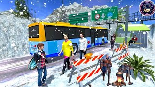 🌬️pink Lady snow Bus City Driver 3D// New winter season bus simulator Gameplay 2022//gamezone// bus screenshot 1