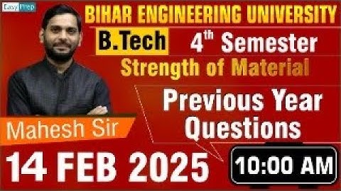 Strength of Material |Previous Year Questions | B. Tech 4th Semester | Mechanical Engineering #beu