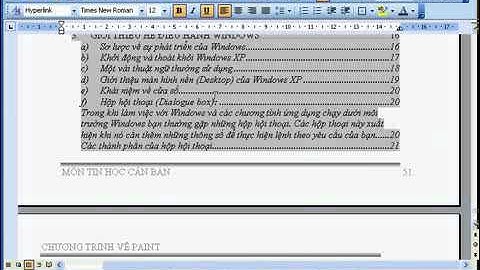 Tạo mục lục tự động trong word 2003