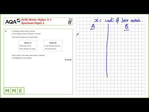 GCSE Maths AQA Higher Specimen Paper 2 - Q21 Percentage increase and decrease