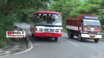KSRTC BUS driver risky overtaking on u turn | KARNATAKA SARIGE BUSES @DHIMBAM ghat section