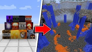 Minecraft: TESTANDO +16 NOVAS TNTS NO MINECRAFT! DESTRUIU TUDO!!!