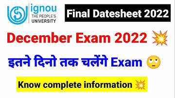 Breaking News !! IGNOU Released Final Date Sheet For the December 2022 Examination With New Changes