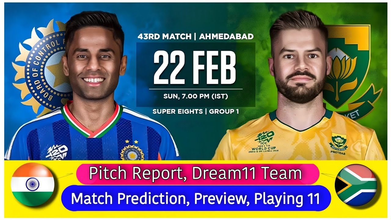 IND vs SA ICC T20 WC 2026 - Narendra Modi Stadium Pitch Report | India vs South Africa Prediction
