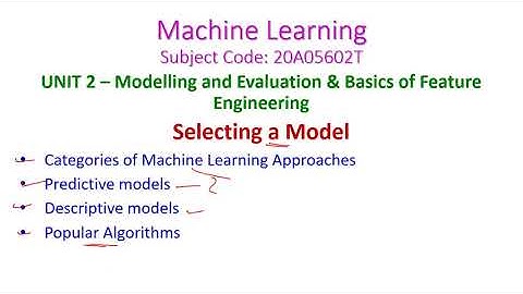 SELECTING A MODEL-Machine Learning-20A05602T-UNIT 2–Modelling and Evaluation-CSE-JNTUA-R20-III Year