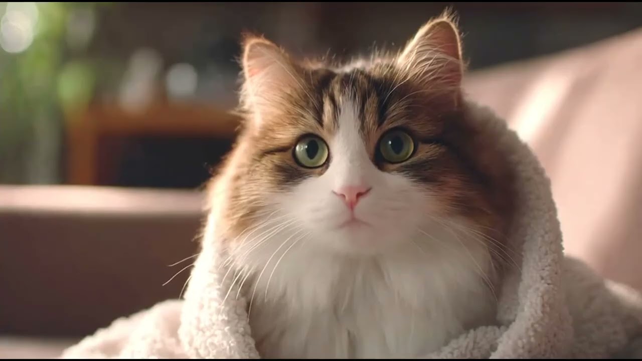 Playlist(cat purring) - Adorable Cat Relaxing on Cozy Blanket 🐱💤