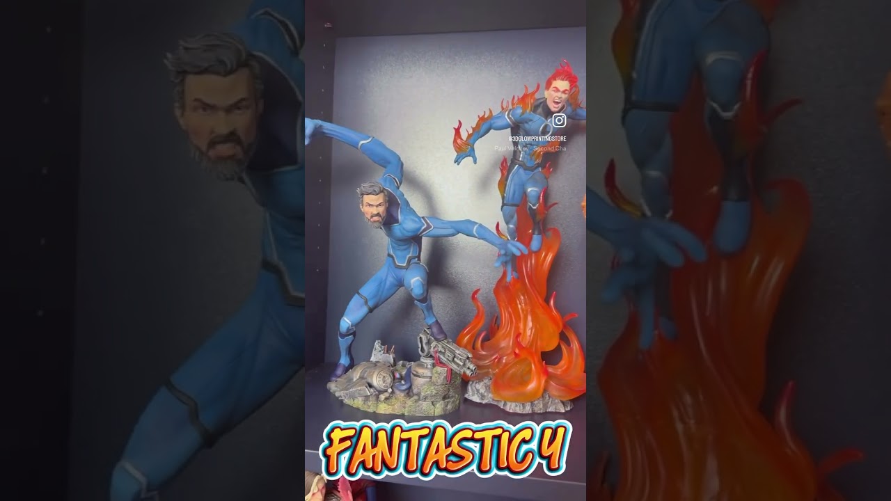 Fantastic 4 Collection Designed by Polymind, 3D Printed and Painted by 3D Glow Resin Statues