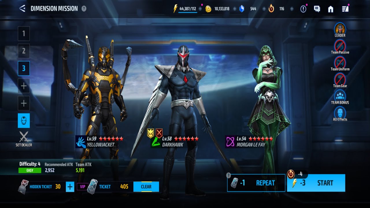 Morgan Ke Fay  Yellowjacket  Darkhawk - Marvel Future Fight