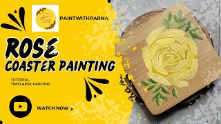 ROSE COASTER PAINTING TUTORIAL | TIMELAPSE PAINTING #art #paintingtutorial #diycrafts #coaster #draw