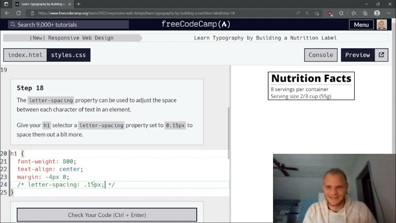 Freecodecamp build a nutrition label youtube