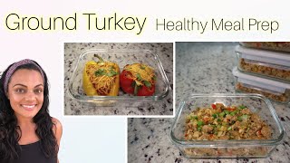 Stuffed Peppers &amp; &quot;Clean&quot; Dirty Rice | MealPrep | Heathy Food Weight Loss | Ground Turkey Brown Rice